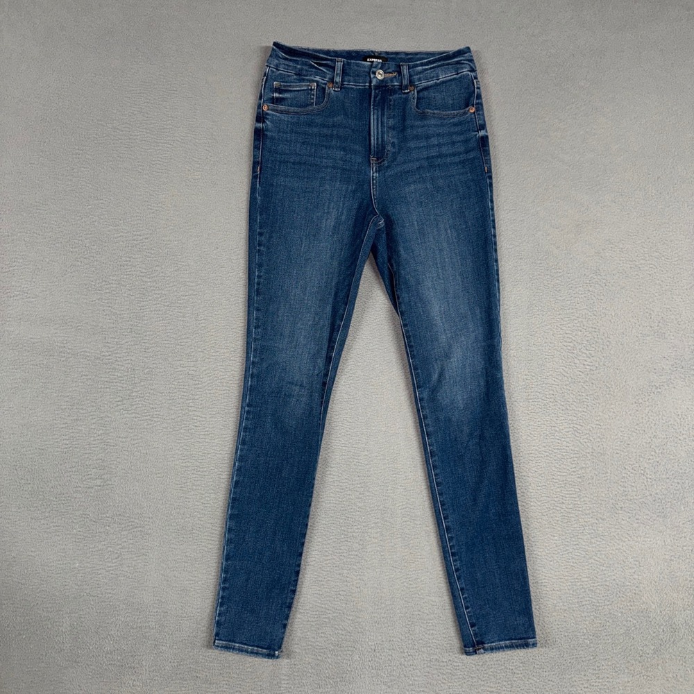 Express Jeans Womens Small 0/2/4 Blue Skinny Stretch Distressed Denim Preppy